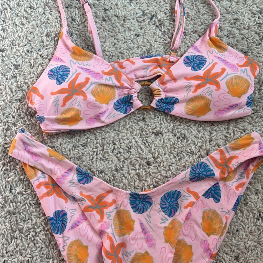 Pink Seashell Print Bikini